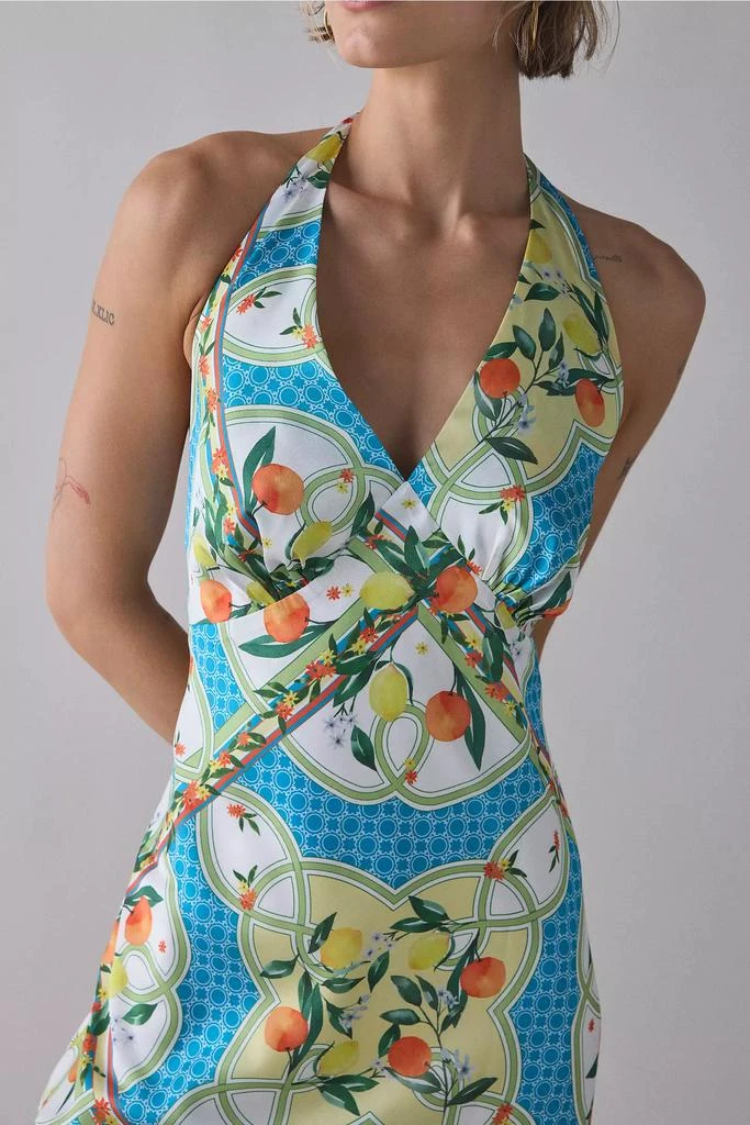 Glamorous Glamorous Tropical Scarf Print Satin Halter Slip Midi Dress 3