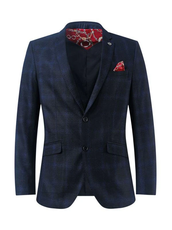 Elie Balleh Slim Fit Plaid Single Breasted Blazer 1