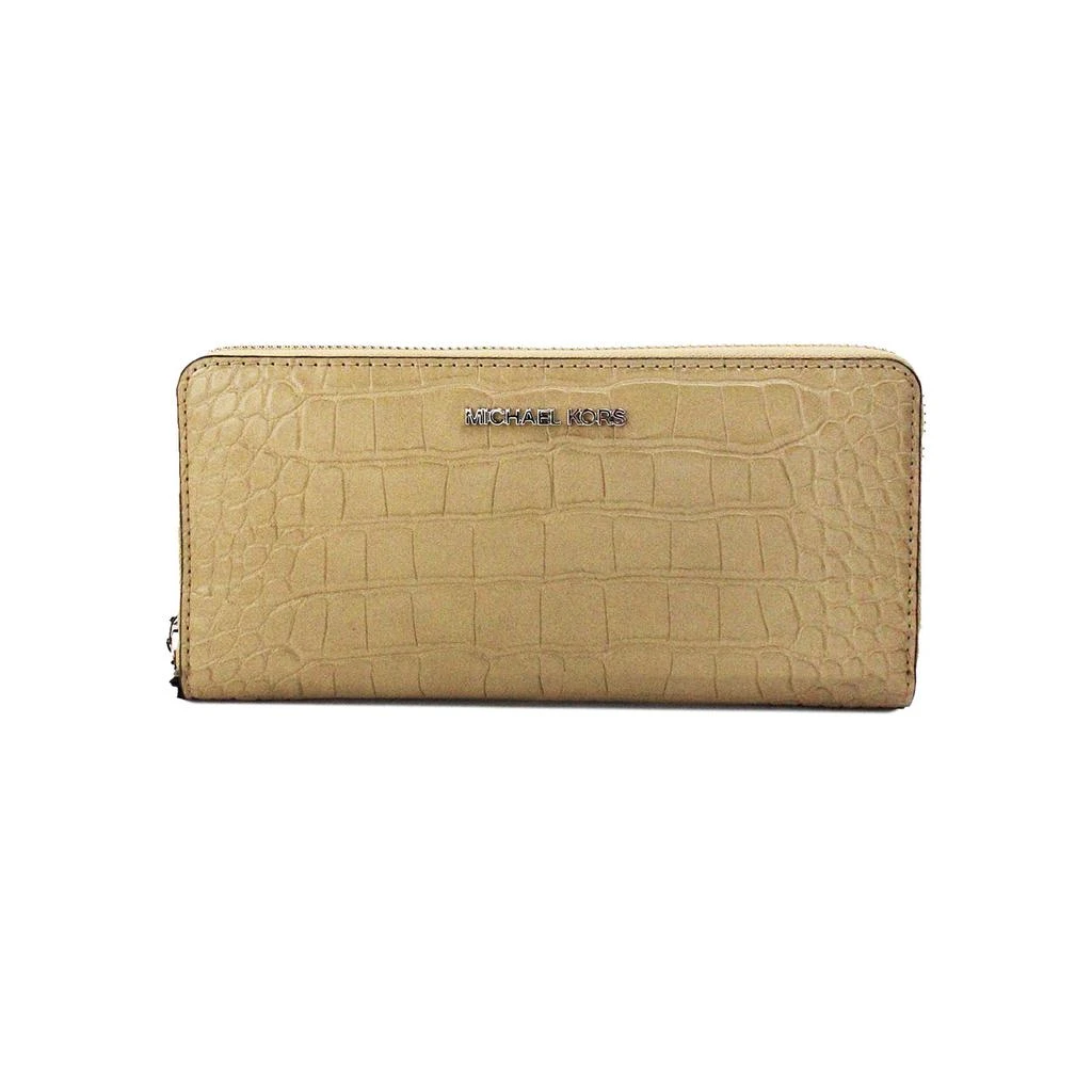 Michael Kors Jet Set Large Camel Animal Print Leather Continental Wrist Women's Wallet 1