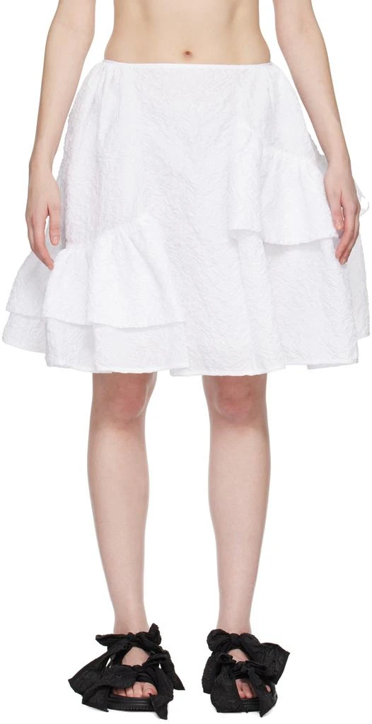 Cecilie Bahnsen White Vanilla Miniskirt UK-8-WAIST-US-26 - Skirts 