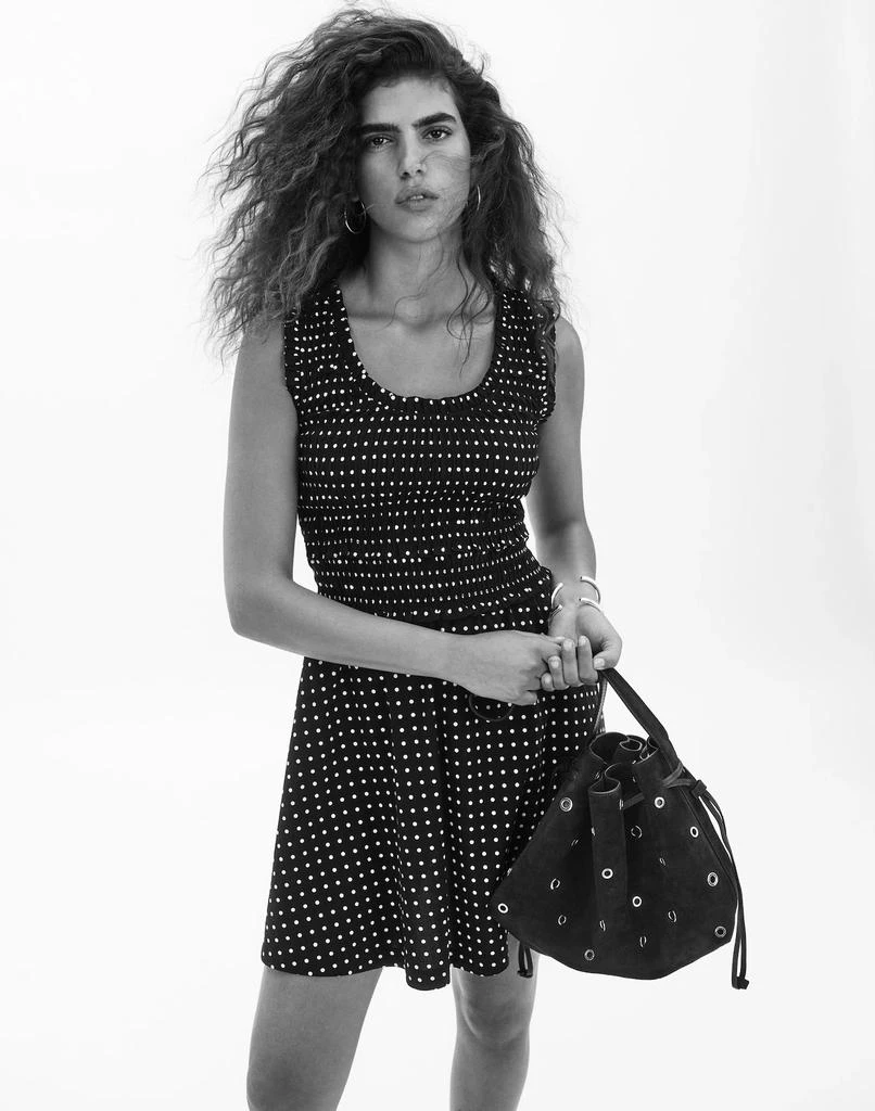 Madewell Ruffled Scoopneck Mini Dress in Dot 5