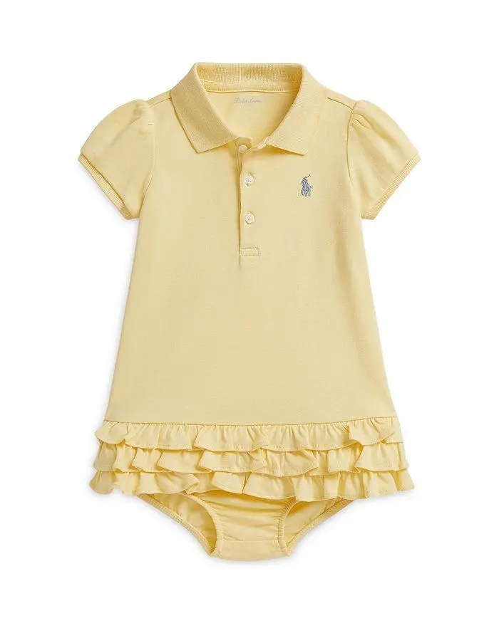 Ralph Lauren Girls' Ruffled Cotton Polo Dress & Bloomer - Baby