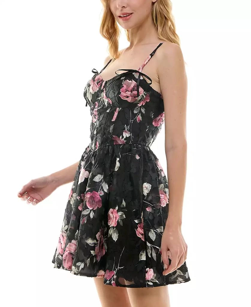 Trixxi Juniors' Textured Floral Organza Jacquard Fit & Flare Dress 3