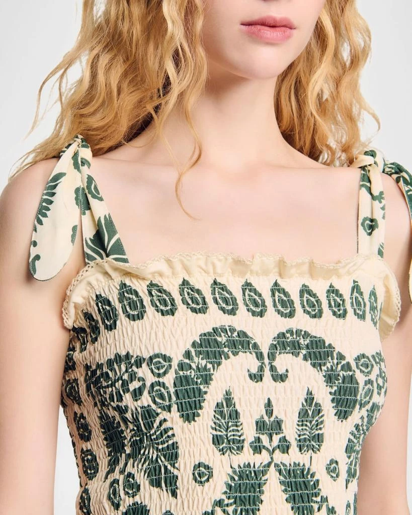 Sandro Ramatuelle Smocked Shoulder-Tie Top 5