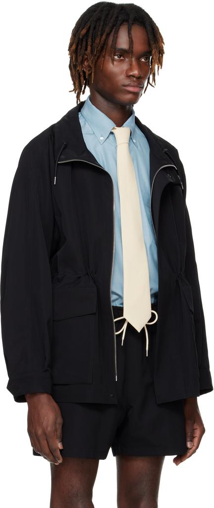 AURALEE Black Wool Max Canvas High Neck Zip Jacket - Jackets