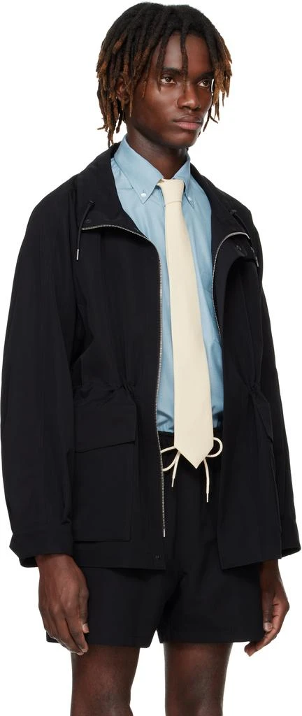 AURALEE Black Wool Max Canvas High Neck Zip Jacket 2
