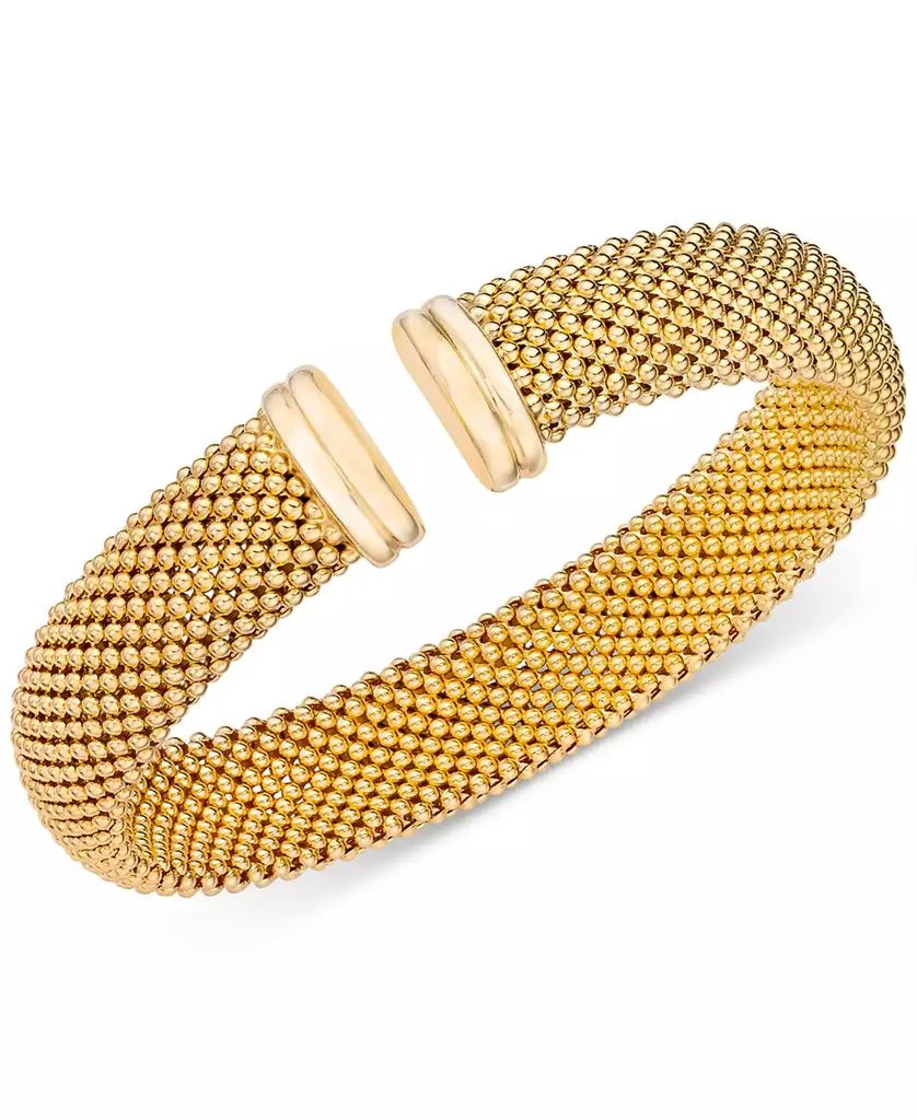 Italian Gold Mesh Bangle Bracelet in 14k Gold over Sterling Silver 3