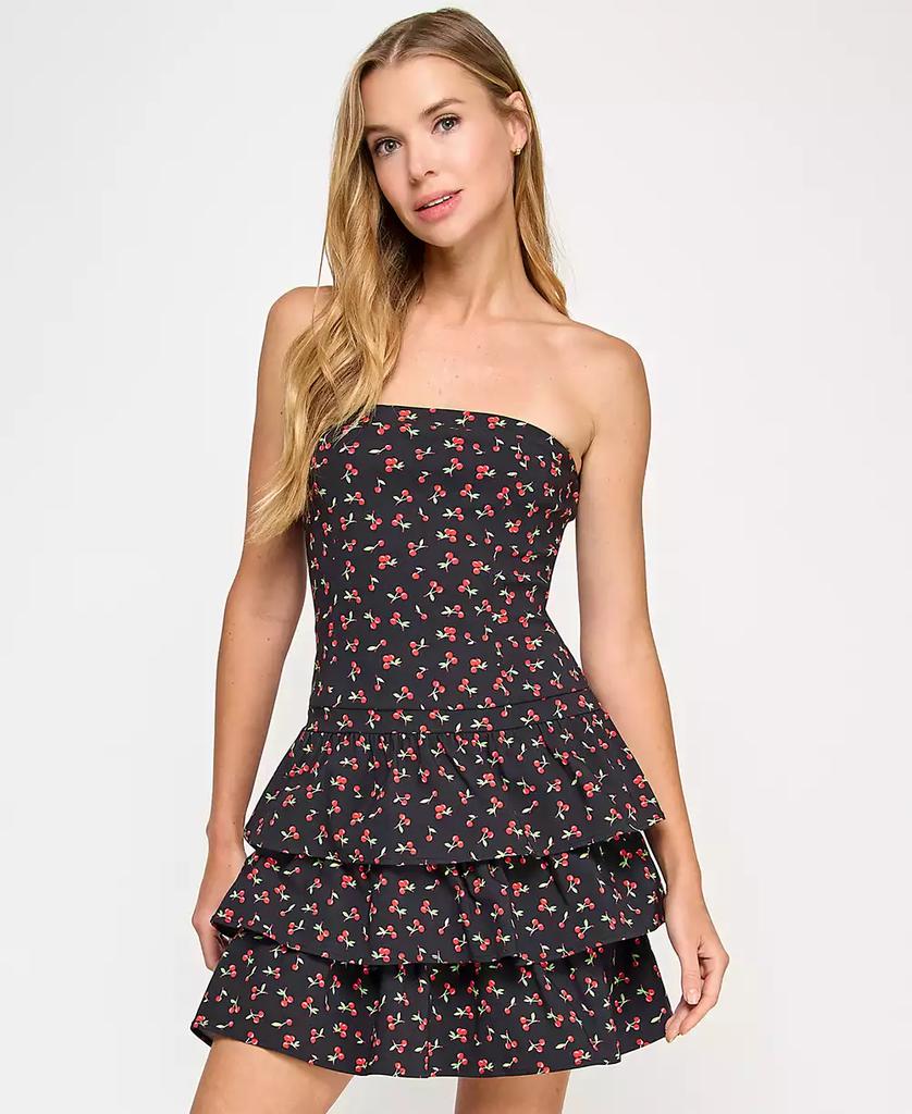 Emerald Sundae Juniors' Cherry-Print Tiered Dress