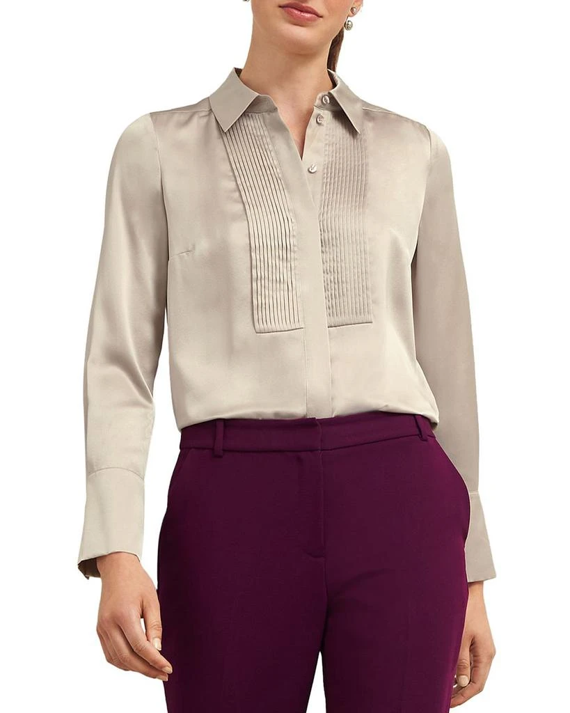 HOBBS LONDON Jaya Silk Pleated Blouse 1