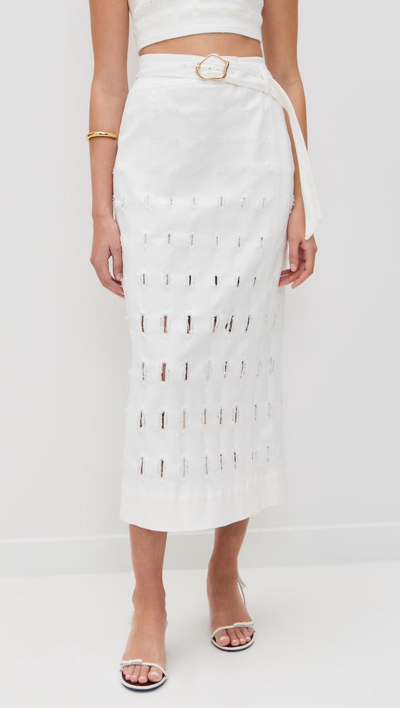 AMUR Jay Textured Twill Midi Skirt