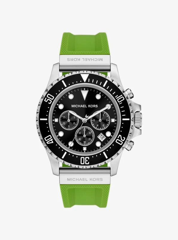 Michael Kors Oversized Everest Silver-Tone and Silicone Watch 1