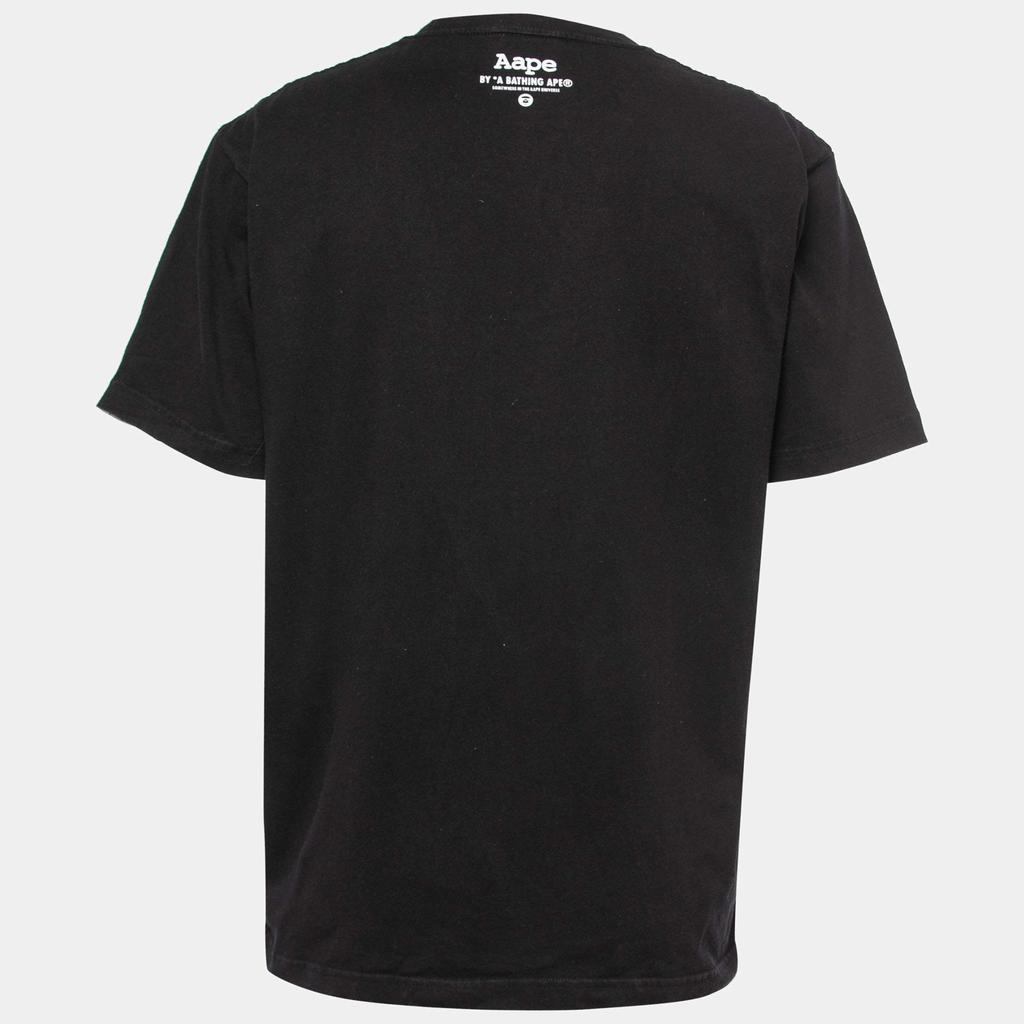 A Bathing Ape A Bathing Ape Black Logo Print Cotton Crew Neck Half Sleeve T-Shirt XL