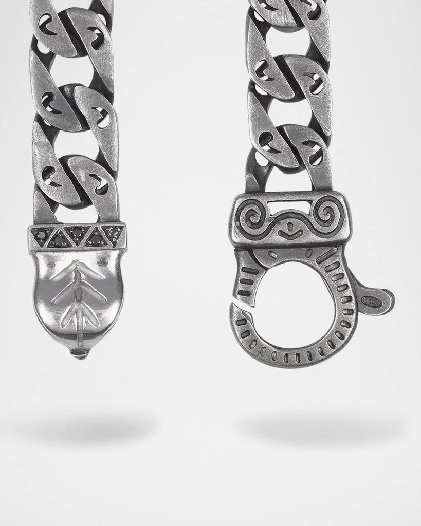 Marco Dal Maso Men
s Flaming Tongue Oxidized Sterling Silver Black Diamond Link Bracelet 3