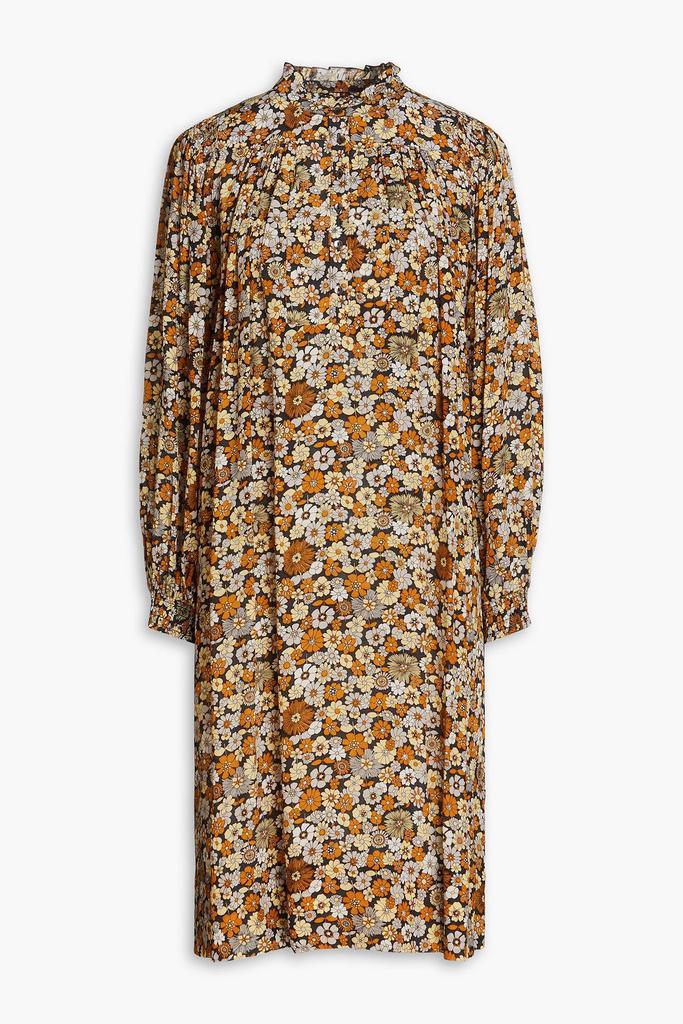 ANTIK BATIK Gathered floral-print crepe de chine dress