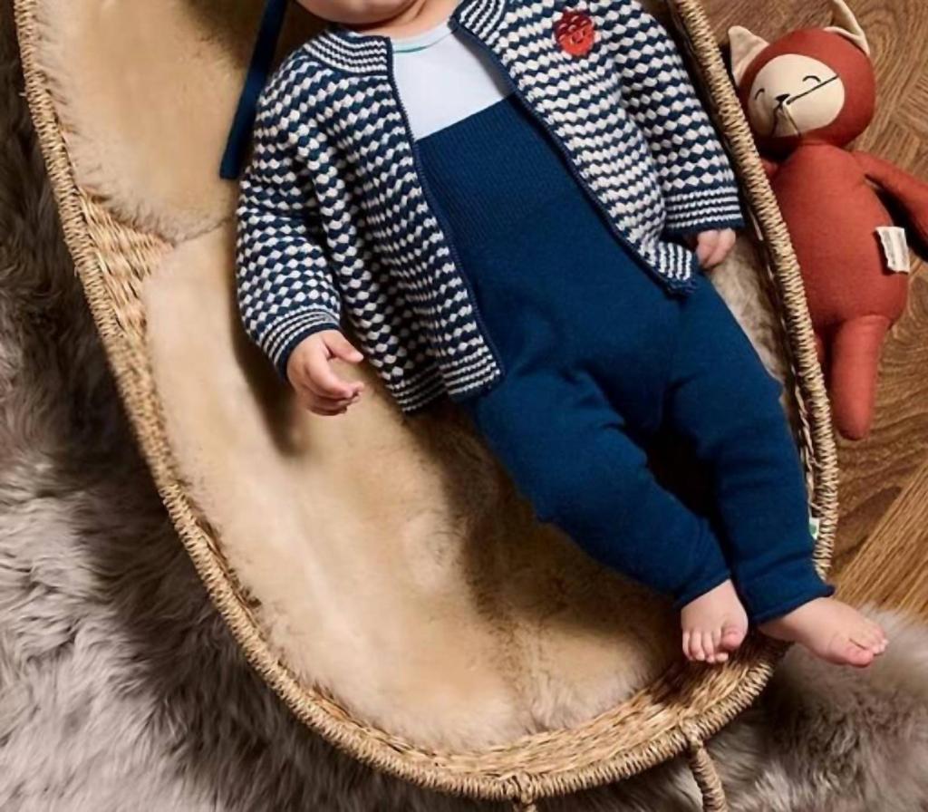 The Bonnie Mob Girls Homey Chunky Checker Cardigan In Navy Mix