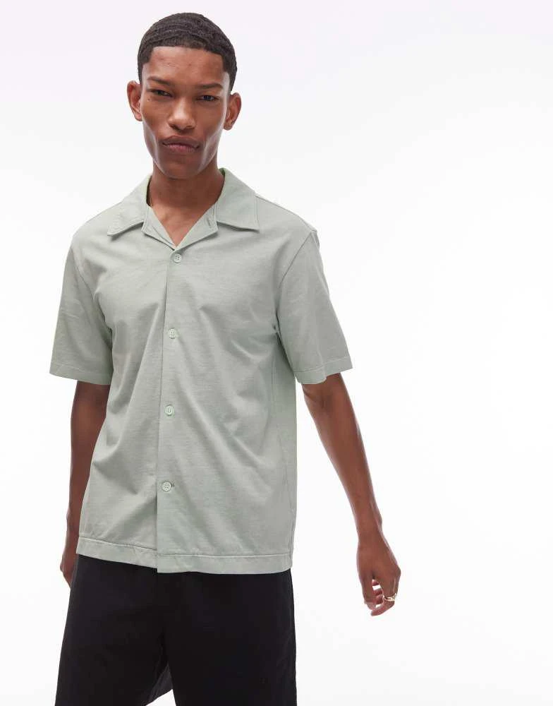 ARKET ARKET heavyweight jersey short sleeve shirt in light turquoise blue 1
