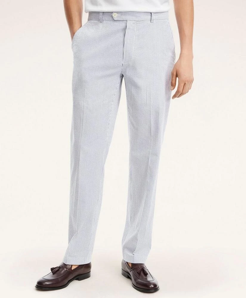 Brooks Brothers Milano Slim-Fit Cotton Seersucker Stripe Pants 1