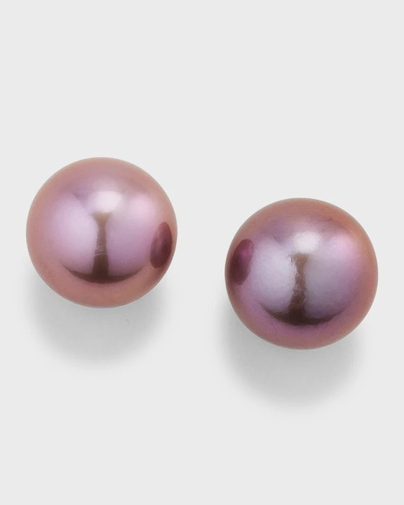 BELPEARL 18K White Gold 13mm Kasumiga Purple Pearl Earrings 3