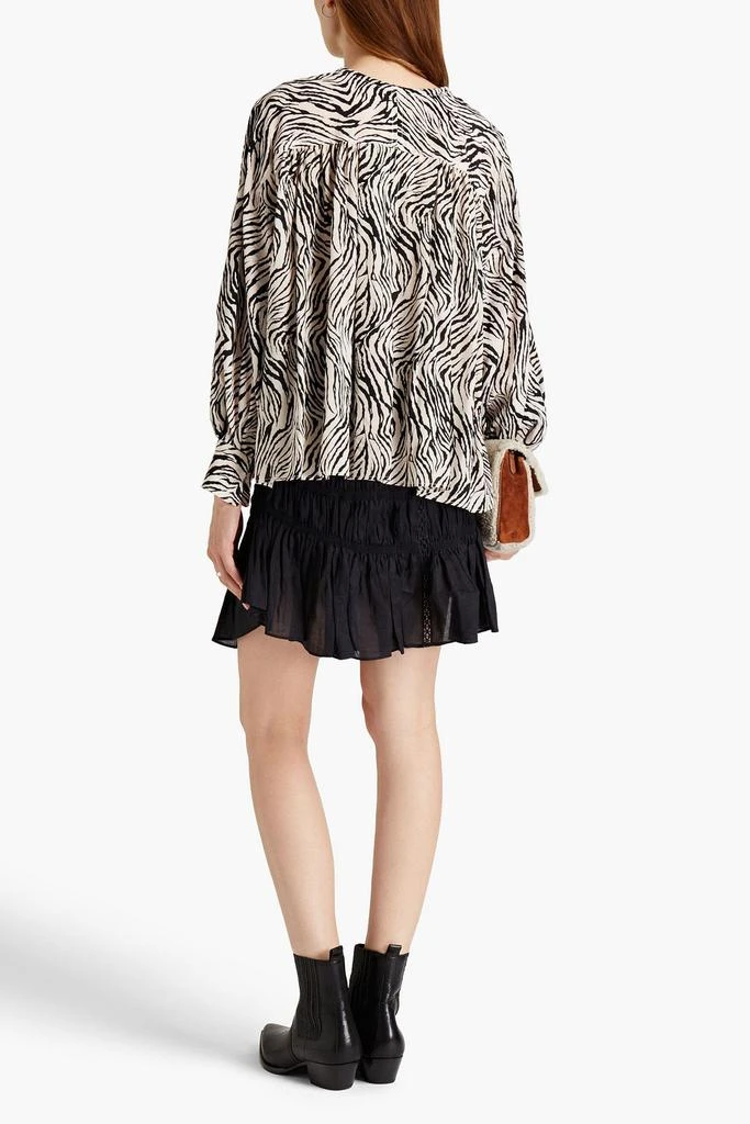 Isabel Marant Amba gathered zebra-print silk-blend crepe de chine blouse 3