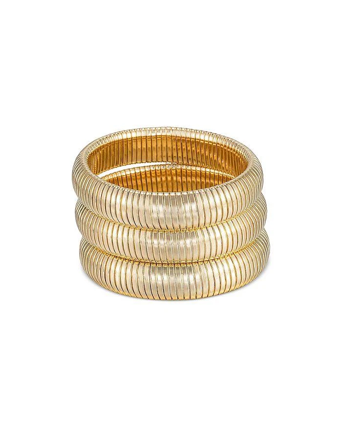 Ettika Jewelry Golden Hour Stretch Bracelets in 18K Gold Plated or Rhodium Plated, Set of 3 1