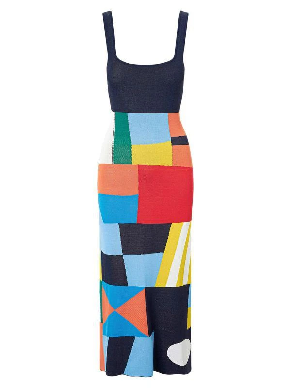 Staud Katie Patchwork Midi-Dress 1