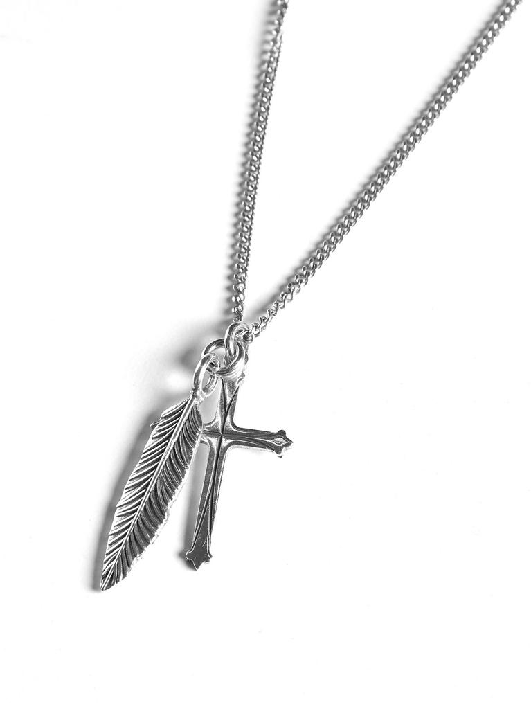 Emanuele Bicocchi Emanuele Bicocchi Feather And Cross Pendant Necklace