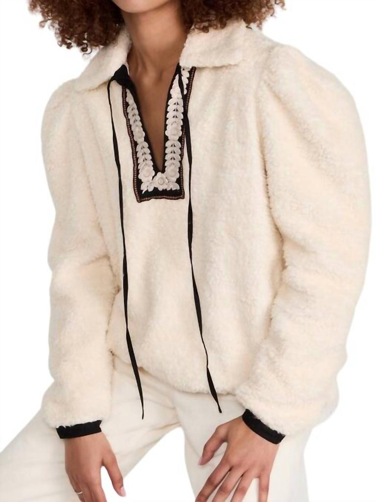 Alix of Bohemia Loretta Teddy Fleece Tunic In Cream Teddy