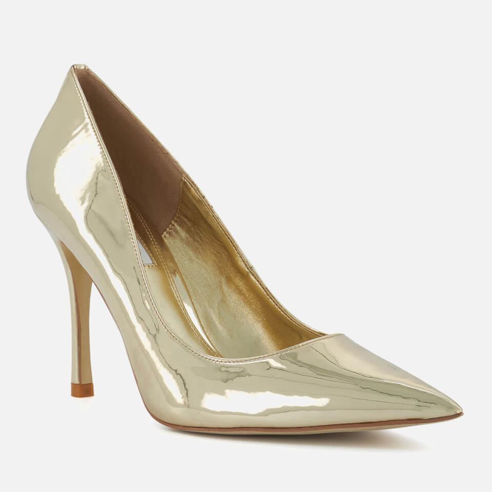 Dune DUNE LONDON WOMEN'S ATTENTION METALLIC PATENT-LEATHER HEELED PUMPS