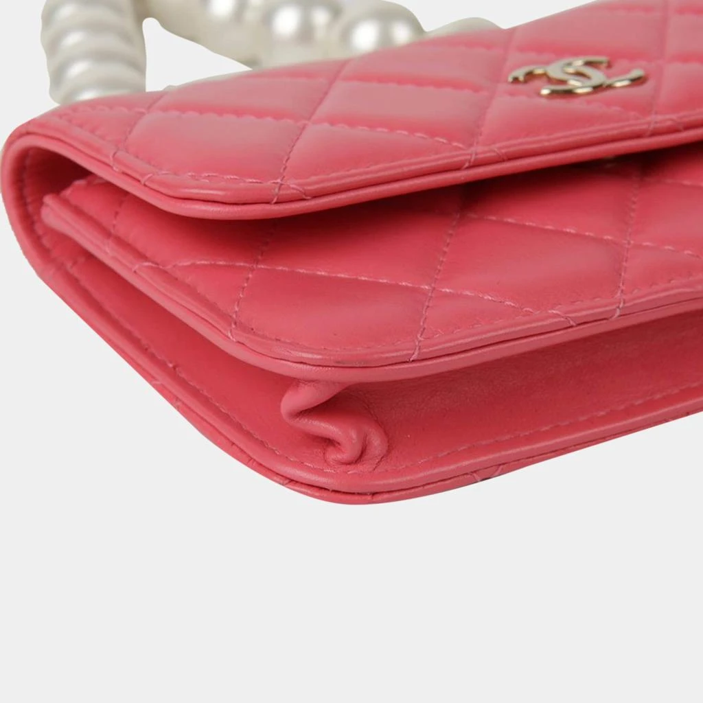 Chanel Chanel Pink Leather Pearl Mini Wallet On Chain 10
