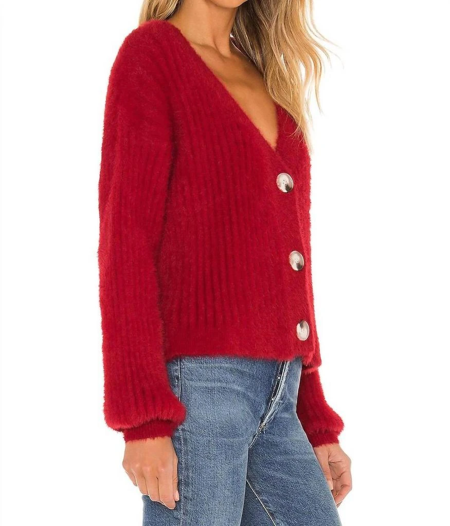 MINKPINK Skylar Rib Cardigan In Red 2