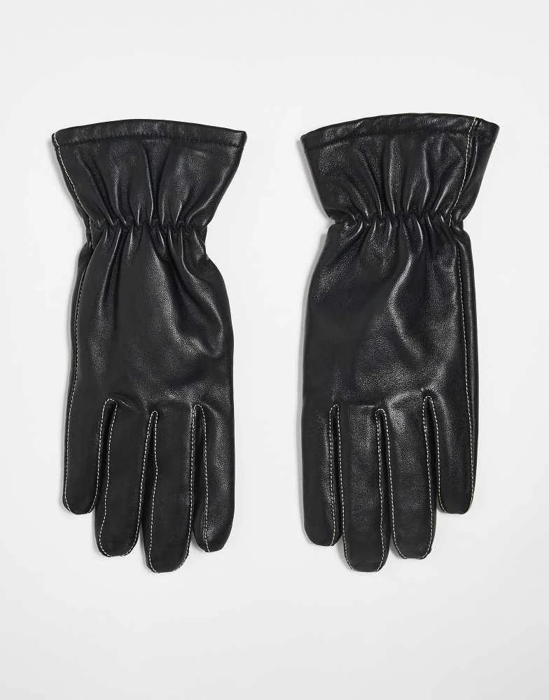 Becksondergaard Becksondergaard smooth leather gloves in black 1