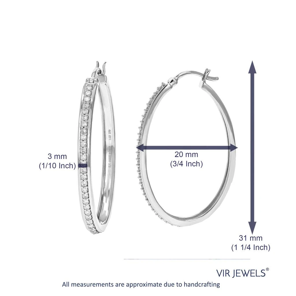 Vir Jewels 3/8 cttw 54 Stones Round Lab Grown Diamond Hoop Earrings .925 Sterling Silver Prong Set 3/4 Inch 3