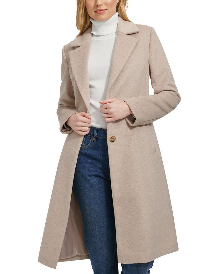 Cole Haan Single-Breasted top Wool Top Coat Light Gray