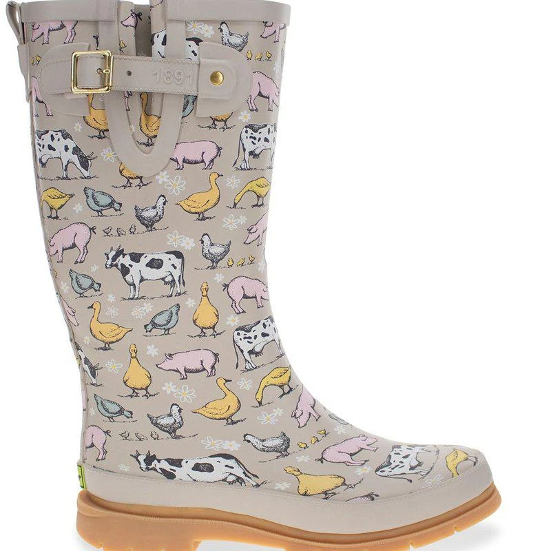 Western Chief Women's Farmhouse Tall Rain Boot Taupe 1