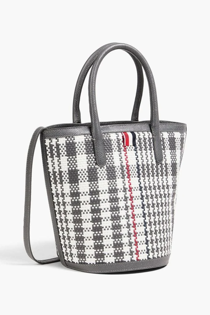Thom Browne Checked woven and pebbled-leather bucket bag 3