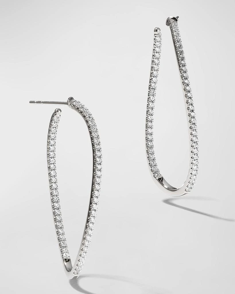 Memoire 18KWG Medium Diamond Pave Twist Hoop Earrings, 1.50tcw 1