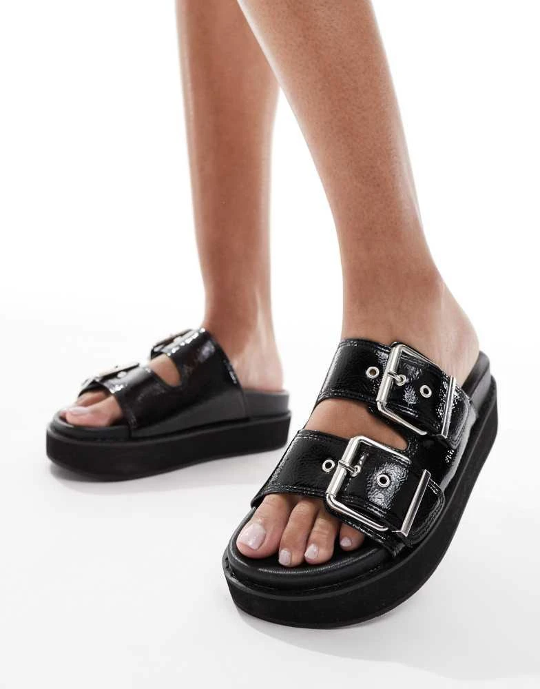 New Look PU double strap flatform sandal in black – On Sale Now with Up ...