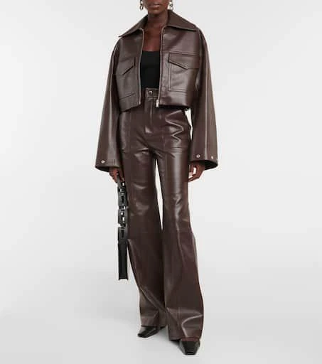 Nanushka Zelda straight leather-blend pants 2