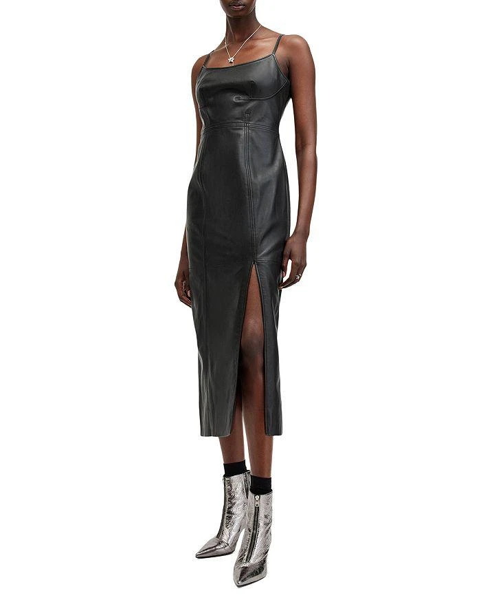 ALL SAINTS Norlene Leather Midi Dress 1