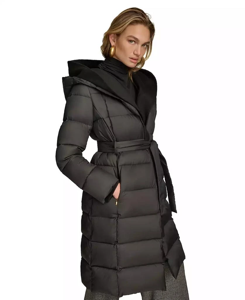 Donna Karan Women's Belted Hooded Puffer Coat 3