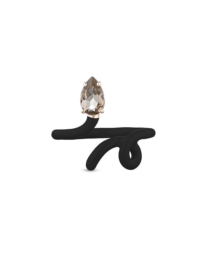 Bea Bongiasca Black Enamel Smoky Quartz Baby Vine Tendril Ring