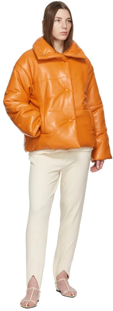 Nanushka Orange Hide Puffer Vegan Leather Jacket 4