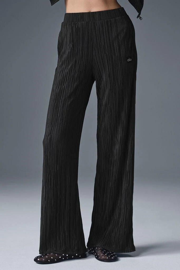 Alo High-Waist Micro Plisse Straight Leg Pant - Black 1