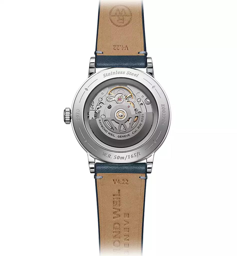 Raymond Weil Men's Swiss Automatic Millesime Small Seconds Denim Blue Leather Strap Watch 40mm