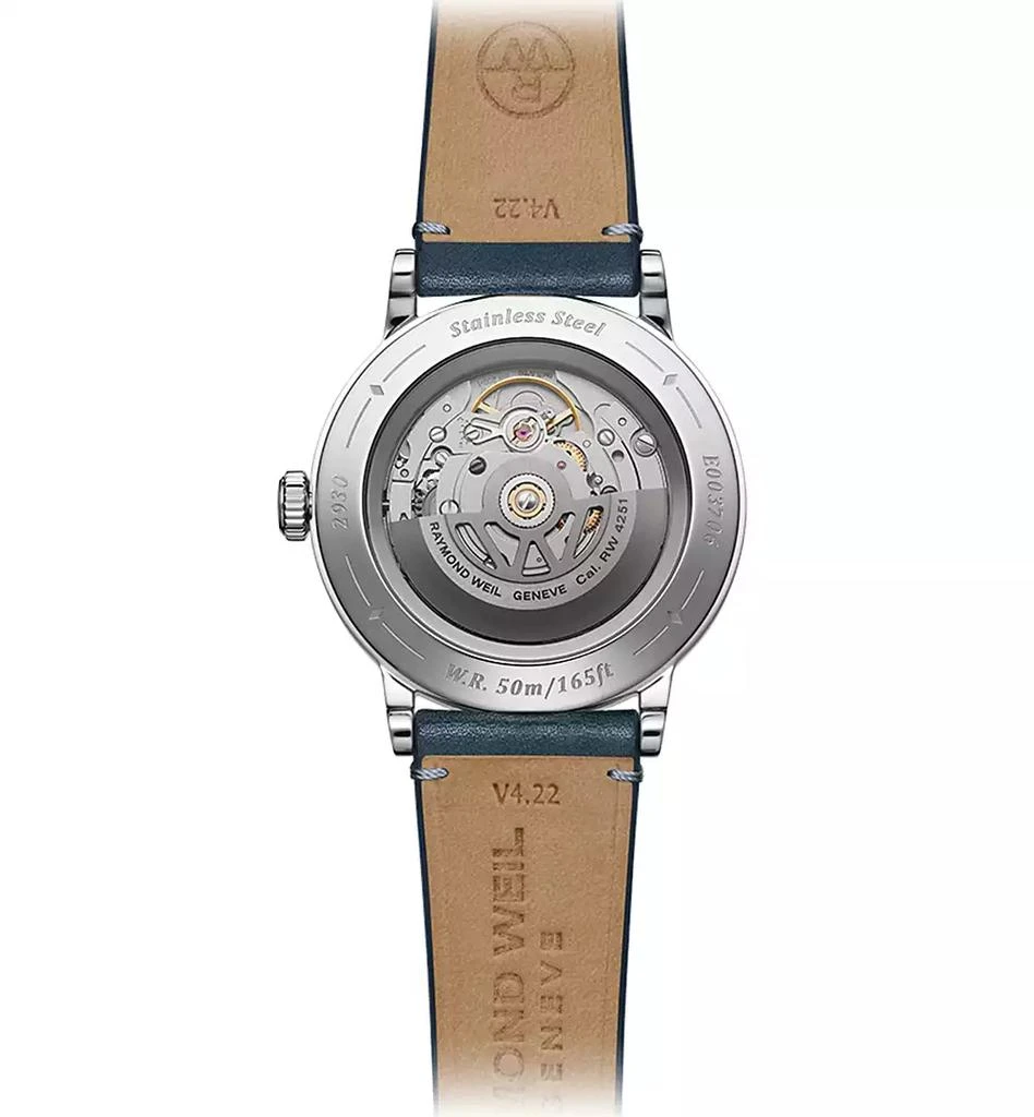 Raymond Weil Men's Swiss Automatic Millesime Small Seconds Denim Blue Leather Strap Watch 40mm 2