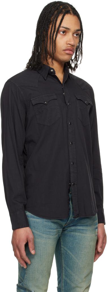 RRL Black Slim Fit Twill Western Shirt