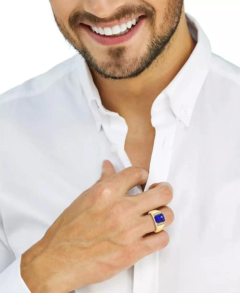 Effy EFFY® Men's Tanzanite (3-1/3 ct. t.w.) & Diamond (1/6 ct. t.w.) Ring in 14k Gold 3