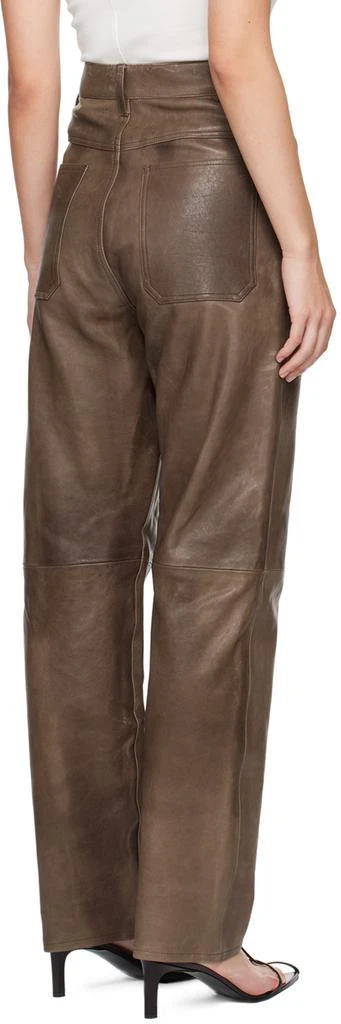 AURALEE Brown Heavy Lamb Leather Pants 3