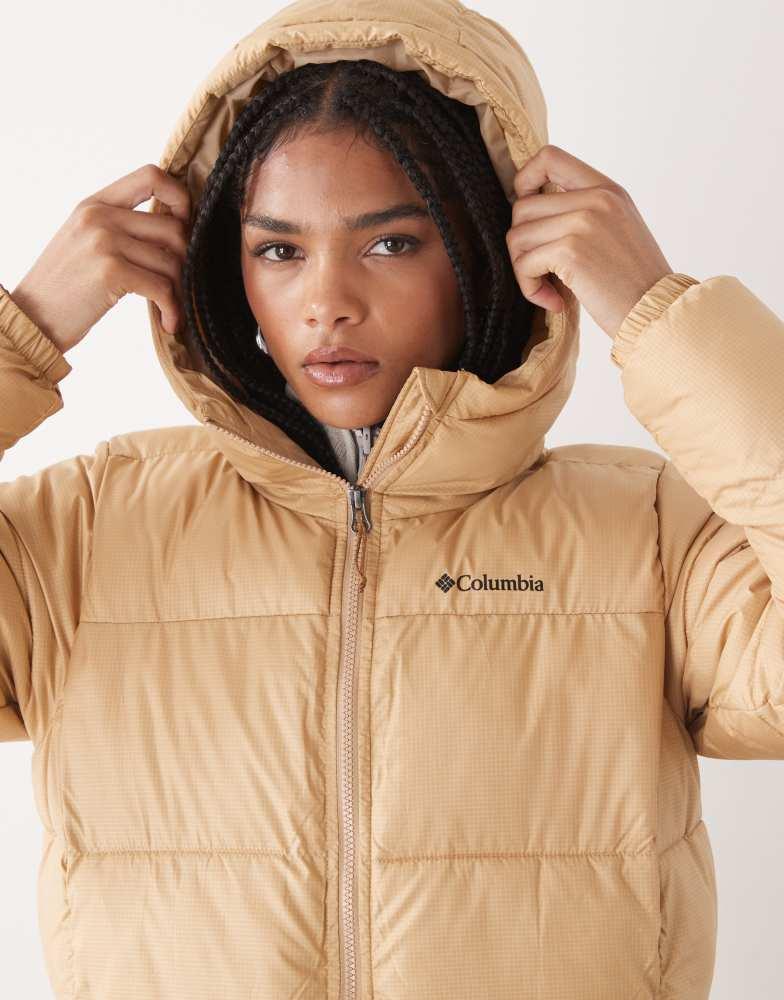 Shop Columbia Puffect II long puffer coat in beige on Sale at