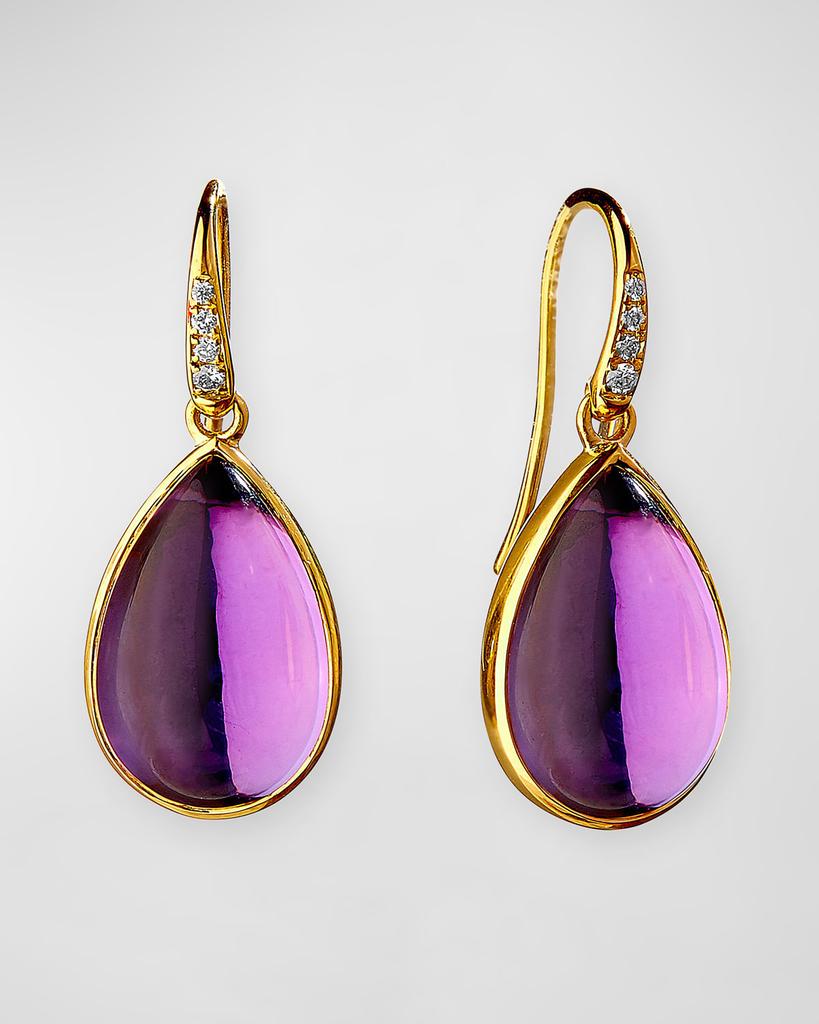 Syna 18K Yellow Gold Stone Pear Earrings with Champagne Diamonds
